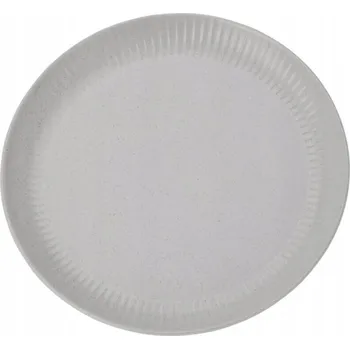 Talíř Mělký Jídelní Talíř KULATÝ Keramický Ø 27 cm Šedý S Proužky