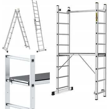 Žebřík Hliníkové lešení, žebřík 3v1, 2x8 stupňů DRABEST PRO
