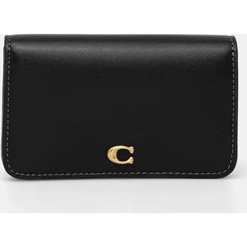 Peněženka Kožená peněženka Coach černá barva, CR990 99X, vel. ONE SIZE