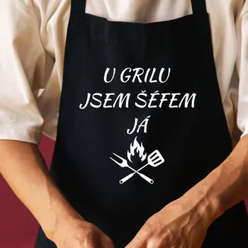 Kuchyňská zástěra Zástěra - U grilu jsem šéfem já