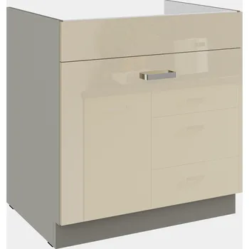 Kuchyňská skříňka Dřezová skříňka s výsuvem na tříděný odpad, šířka 80 cm Krém lesk