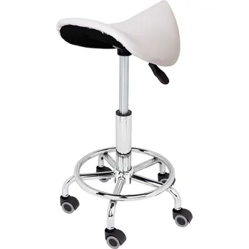Stolička Kosmetická sedlová židle na kolečkách - bílá