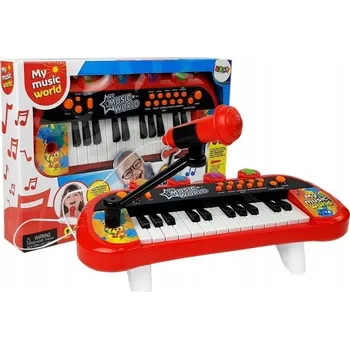 Hudební nástroj pro děti KLÁVESY PIANINO 24 KLÁVES ELEKTRONICKÉ ORGÁNY USB MIKROFON ČERVENÉ