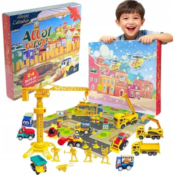 Kalendář Adventní kalendář 2025: 24 dní odpočítávání - Stavební vozidla