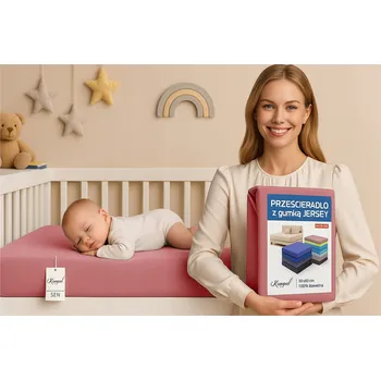 Prostěradlo PROSTĚRADLO JERSEY S GUMOU 100X210 100% BAVLNA POLSKÉ PUDROVÁ RŮŽOVÁ