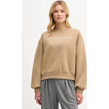 Dámská mikina Mikina Tommy Hilfiger dámská, béžová barva, s potiskem, WW0WW47831 80X, vel. XS