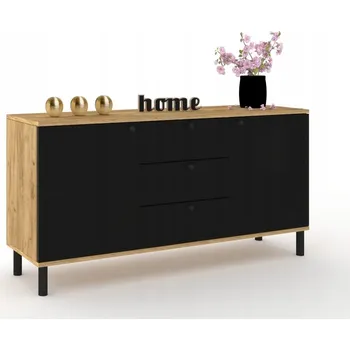 Komoda Velká komoda se zásuvkami do obývacího pokoje Skříňka pod TV HANA Craft Černá 150