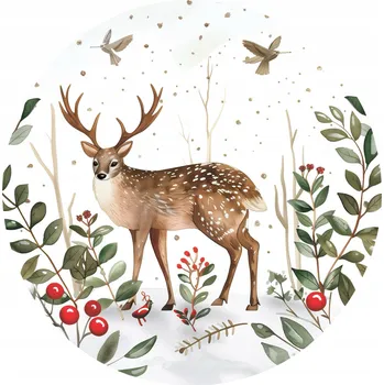 Vánoční keramické podložky pod hrnek x4 pro myslivce - motiv jelen