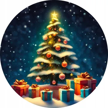 Vánoce Vánoční keramické podložky pod hrnek x4 Vánoční strom Noc