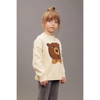 Chlapecká mikina Dětská bavlněná mikina Mini Rodini Bear 25720121 béžová 01X, vel. 140-146