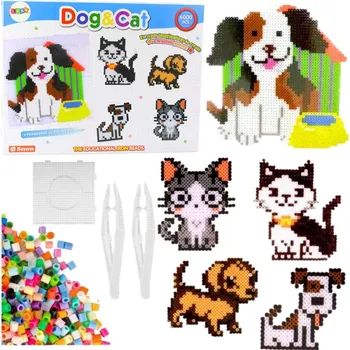 Dětské navlékací korálky Sada korálků pro tvorbu mozaiky Pes a Kočka 6000ks