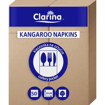 Papírový ubrousek Ubrousky Latte na příbory s kapsičkou KANGUR Clarina 32x38cm 50 Ks