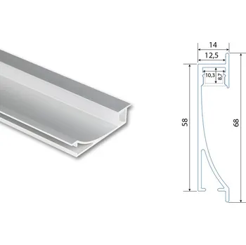 LED páska MCLED Hliníkový profil AI, 14x68 mm, včetně mléčného difuzoru, 200cm