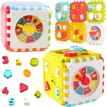 Hlavolam Vzdělávací kostka Třídič Číslice Vzory Hodiny Barevná