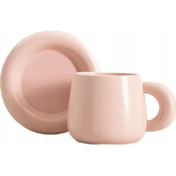 Porcelánový Šálek DIBO s podšálkem, růžový, 0,25 l, HOMLA