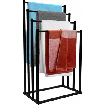 Držák na ručník STOJAN NA RUČNÍKY DO KOUPELNY VOLNĚ STOJÍCÍ 4 RAMENNÝ MASIVNÍ LOFT