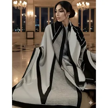 Rukavice Luxusní pléd Noir Geometry (Dámská šála )