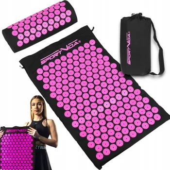 Masáž Akupresurní podložka Sportvida SV-HK0352 s polštářem, růžová, 65x40 cm