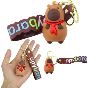 Klíčenka Figurka Kapybara S Červeným Šátkem Přívěsek Karabina Kroužek