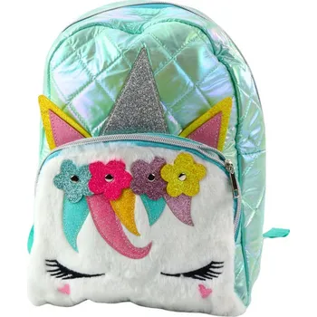 Dětský batoh Dětský Školní Batoh Prošívaný Jednorožec Tyrkysový 32cm