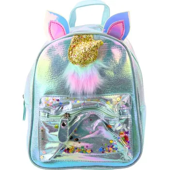 Dětský batoh Dětský batoh s rohem jednorožce Pohyblivé konfety Modrý 25 cm 4,5 l