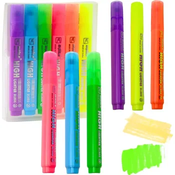 Zvýrazňovač Sada zvýrazňovačů Školní Kancelářské Barevné Neonové 6ks