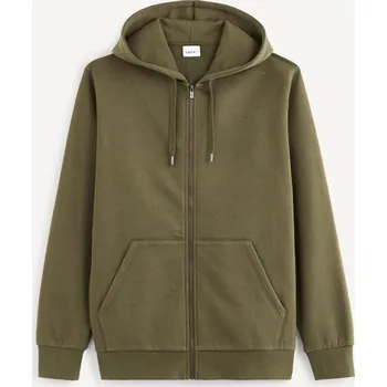 Pánská mikina Celio Mikina na zip Vethree 1101235 Khaki S