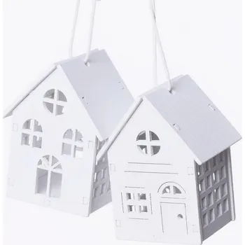 Dekorace - dřevěný domeček 2ks - bílá