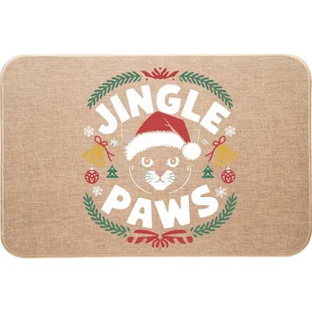 Rohožka Lněná rohožka s vánočním barevným potiskem - Kočka Jingle Paws