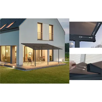 Pergola Canopia by Palram Capri 5400 antracit | Hliníková Zahradní Pergola na Terasu | Polykarbonátová střecha, k montáži