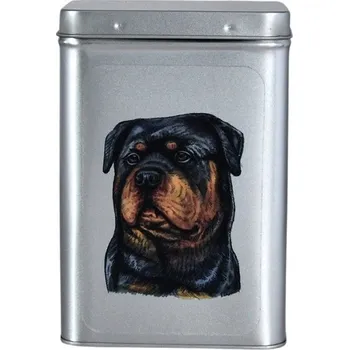 Dóza na potraviny Plechová dóza s obrázkem psa plemene rotvajler