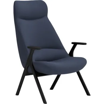 Křeslo Teulat Vysoké modré křeslo Dins s černou dřevěnou podnoží