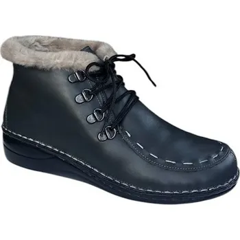 Dámská zimní obuv MufObuv Muf 8106 zateplená kožená obuv šíře H antracit Barva: Antracit, Velikost: 38