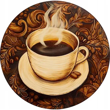 Keramické podložky pod hrnek x4, hrnek s kávou na hnědém pozadí