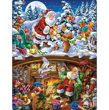 Puzzle Larsen Puzzle 1 dílek Santa Claus s dárky puzzle 15 dílků