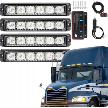 Maják VÝSTRAŽNÁ LAMPA 4X LED STROBOSKOP ORANŽOVÁ PRO ODTAHOVÝ VŮZ / PŘÍVĚS
