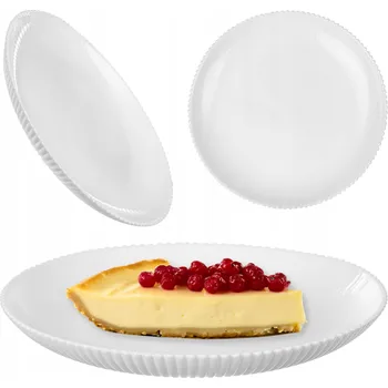 Talíř DEZERTNÍ TALÍŘ 19 CM DORTOVÉ TALÍŘE BÍLÉ POGUMOVANÝ OPÁLOVÝ SKLO PLOCHÝ