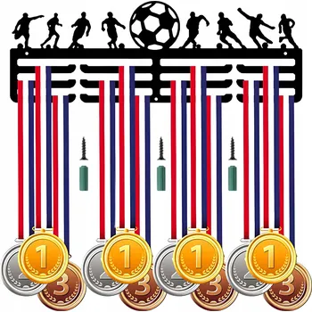 Věšák Pevný kovový věšák na medaile fotbal – kolíky pro malého fotbalistu XL 40 cm