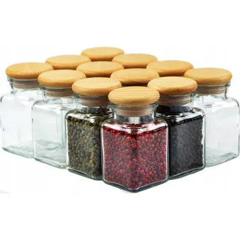 Sklenice Sklenice s dřevěnou zátkou Pojemnikowo 150 ml 12 kusů