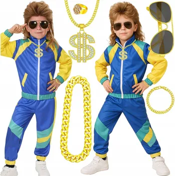 Karnevalový kostým KOSTÝM 80. LÉTA 90. LÉTA DISCO PŘEVLEK TEPLÁKOVKA RETRO FITNESS PLES KARNEVAL 140 146