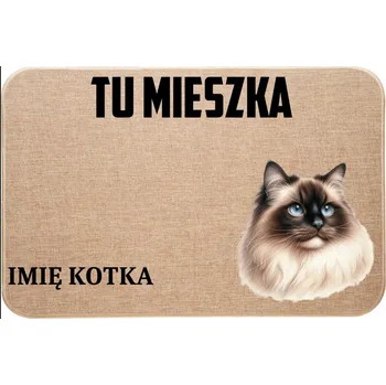 Rohožka Lněná rohožka ke dveřím TADY BYDLÍ + JMÉNO KOČKY pro milovnici koček