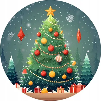 Podtácek Vánoční keramické podložky pod hrnek x4 Vánoční stromeček Dárky 10 cm 4 vícebarevná