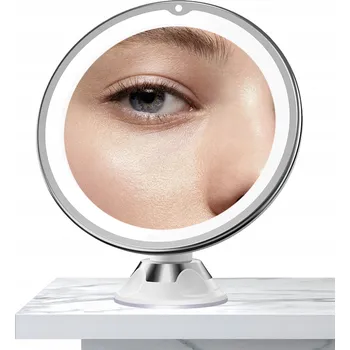 Zrcadlo OSVĚTLENÉ KOSMETICKÉ ZRCADLO STOJACÍ S LED A PŘÍSAVKOU PRO MAKE-UP