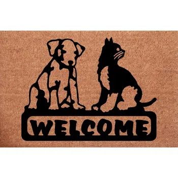 Kokosová rohožka před dveře Welcome Kočka a Pes | Rohožka ke dveřím