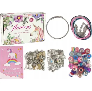 Dětské navlékací korálky SADA KORÁLKŮ PRO VÝROBU NÁRAMKŮ KREATIVNÍ DIY 90 DÍLKŮ