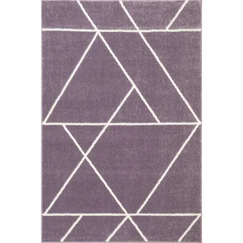 Koberec KOBEREC PRO DĚTI LESKLÝ FIALOVÝ KRÉMOVÝ ČÁRY DO POKOJE LIMA 200x290 cm