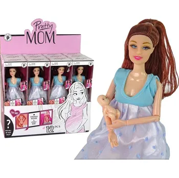 Těhotná panenka pro děti, modré šaty