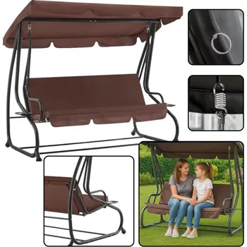 Zahradní houpačka Houpačka čtyřmístná zahradní houpací stříška volně stojící hnědá