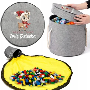 úložný prostor na hračky KOŠ NA HRAČKY, KOSTKY S PODLOŽKOU ŠEDÝ JAKO DÁREK K VÁNOCŮM SOB JMÉNO DÍTĚTE