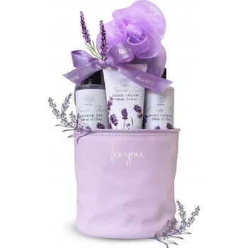 Kosmetická sada Aurora Dárková Sada 3 levandulových kosmetických přípravků + myčka v kosmetické taštičce
